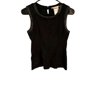 Yoana Baraschi Sexy Womens Black Zip Fitted Tank Top  Size XS